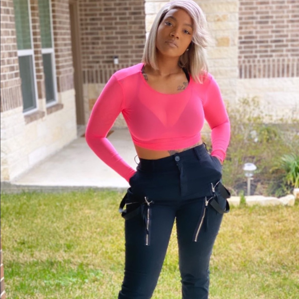 HOT PINK mesh crop